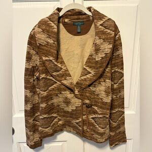 Lauren Jeans Co Ralph Lauren Brown Aztec cotton jacket coat womens m medium